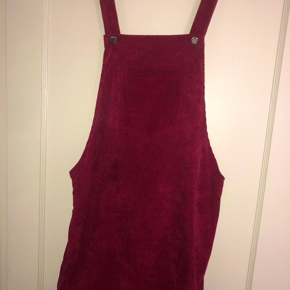 Shein Dresses | Maroon Corduroy Tank Top Jumper Dress | Color: Purple/Red | Size: L | Jesslachman's Closet